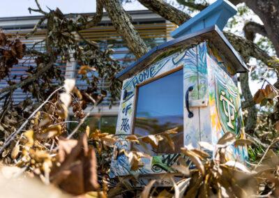 The Little Free Library at Pocket Park sits in a pile of debris after Hurricane Ida at Tulane University on Sunday, September 5, 2021.